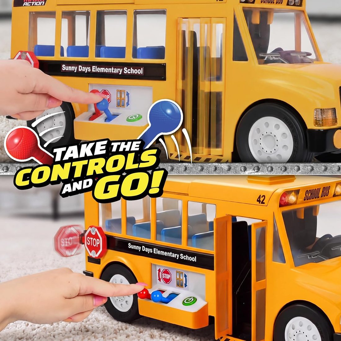 Mega School Bus Toy with Joystick Controls — view 3